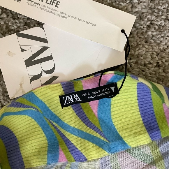 Zara Retro Printed Linen Blend Flare Trousers - Picture 8 of 9